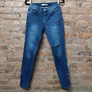 Stretchy Medium Rise Blue Super Skinny Jeans